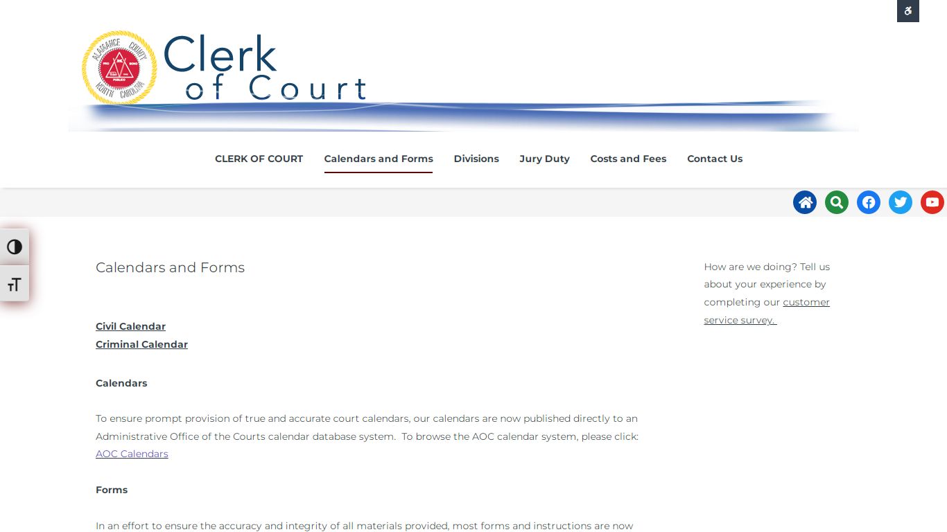 Calendars and Forms – Clerk of Court - Alamance County, North Carolina